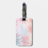 Vintage strand zonsondergang palmbomen pastel bagagelabel (Achterkant verticaal)