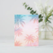 Vintage strand zonsondergang palmbomen pastel briefkaart (Staand voorkant)