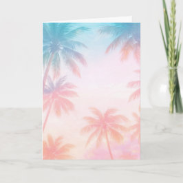 Vintage strand zonsondergang palmbomen pastel      kaart