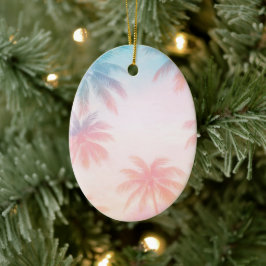 Vintage strand zonsondergang palmbomen pastel keramisch ornament