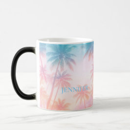 Vintage strand zonsondergang palmbomen pastel magische mok