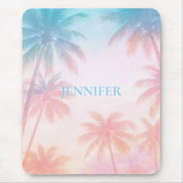 Vintage strand zonsondergang palmbomen pastel      muismat