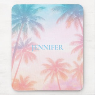 Vintage strand zonsondergang palmbomen pastel      muismat