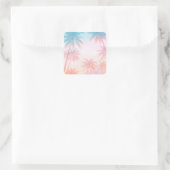 Vintage strand zonsondergang palmbomen pastel vierkante sticker (Tas)