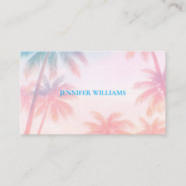 Vintage strand zonsondergang palmbomen pastel visitekaartje