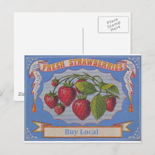 vintage strawberries briefkaart (Voorkant / Achterkant)