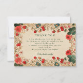 Vintage Strawberry Botanical Bridal Shower Bedankkaart (Voorkant)