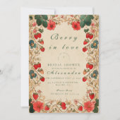 Vintage Strawberry Botanical Bridal Shower Kaart (Voorkant)