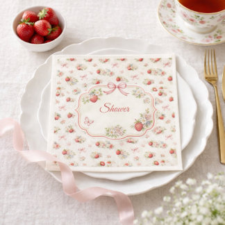 Vintage Strawberry Floral Seamless cottagecore Servet