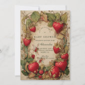 Vintage Strawberry Garden Baby Shower Kaart (Voorkant)