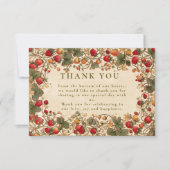 Vintage Strawberry Garden Wedding Bedankkaart (Voorkant)