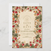 Vintage Strawberry Garden Wedding Save The Date (Voorkant)