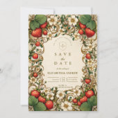 Vintage Strawberry Garden Wedding Save The Date (Voorkant)
