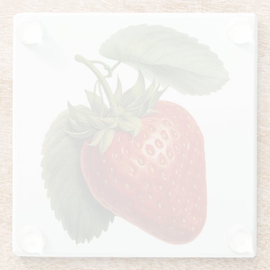 Vintage Strawberry  Glazen Onderzetter (Achterkant)
