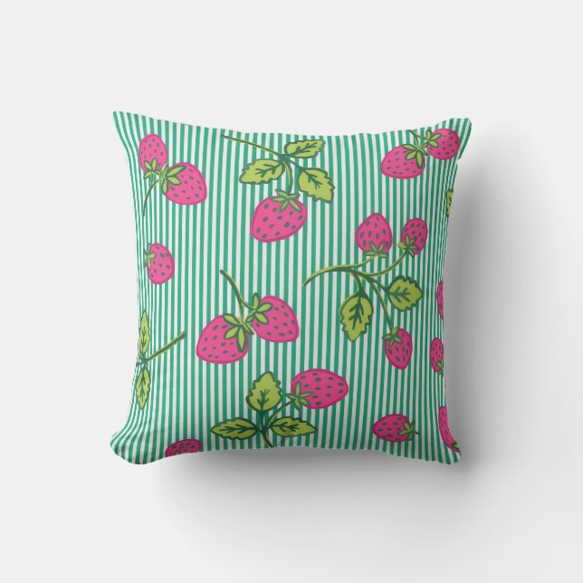 Vintage strawberry throw pillow  kussen (Voorkant)
