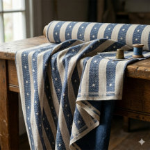 Vintage Streep & Kleine Sterren Blauw & Wit ID1306