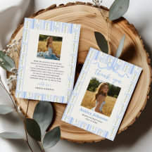 Vintage Strepen Blauwe Strik Afstudeerfoto