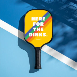 Vintage Strepen op Goudgeel Hier voor de Dink Pickleball Paddle