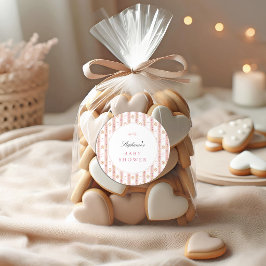 Vintage Strik Baby Shower Roze Bloem Ronde Sticker