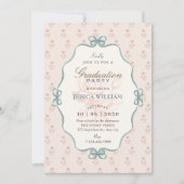 Vintage strik pastel blauw roze afstuderen kaart (Voorkant)