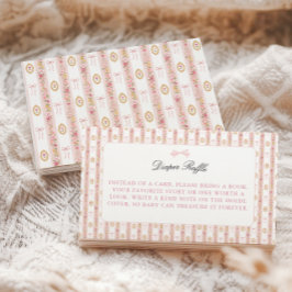 Vintage Strik Roze Bloemachtige Baby Shower Luier Informatiekaartje