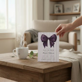 vintage stripe bow Baby Shower QR Invitation Kaart