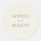 Vintage Stripe Wedding Sticker with Names (Voorkant)