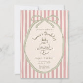 Vintage Striped Birthday Invitation, Whimsical Han Kaart (Voorkant)