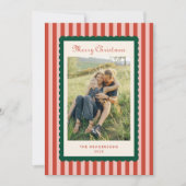 Vintage Stripes and Scallops Photo Feestdagenkaart (Voorkant)