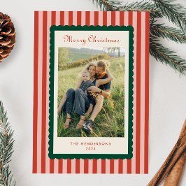 Vintage Stripes and Scallops Photo Feestdagenkaart