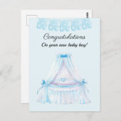 Vintage stroller baby boy congratulations cards briefkaart (Voorkant / Achterkant)