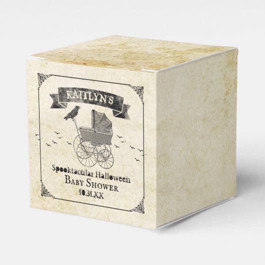 Vintage Stroller Halloween Baby shower Bedankdoosjes (Voorkant Zijde)