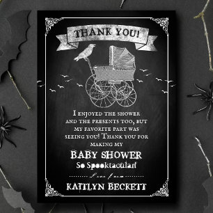 Vintage Stroller Halloween Baby shower Bedankkaart