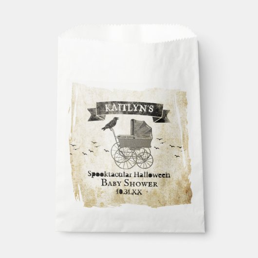 Vintage Stroller Halloween Baby shower Bedankzakje (Voorkant)