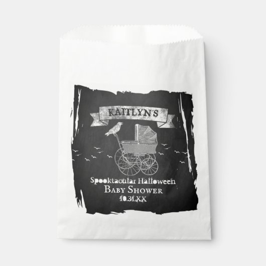 Vintage Stroller Halloween Baby shower Bedankzakje (Voorkant)