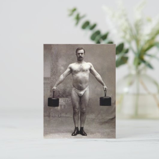 Vintage Strongman Briefkaart (Staand voorkant)