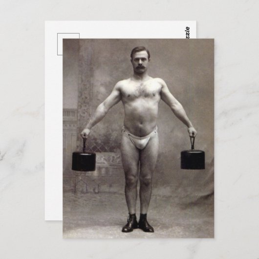 Vintage Strongman Briefkaart (Voorkant / Achterkant)