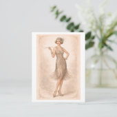 Vintage-Style 1920s Flapper Modeplaat Briefkaart (Staand voorkant)