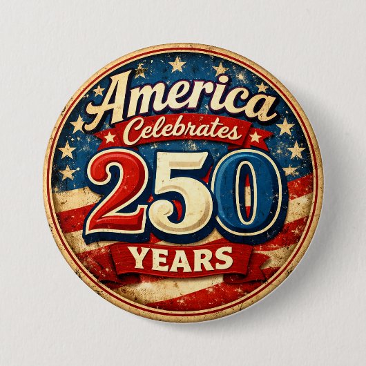 Vintage-Style America's 250th Birthday Button (Voorkant)