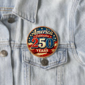 Vintage-Style America's 250th Birthday Button (In situ)