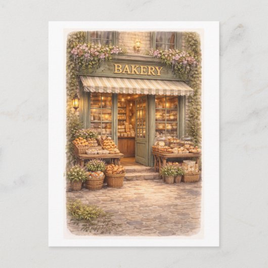 Vintage-Style Bakery Briefkaart (Voorkant)