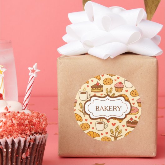 Vintage Style Bakery Ronde Sticker (Feest)