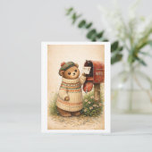 Vintage-Style Bear Mailing Postcard Briefkaart (Staand voorkant)