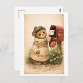 Vintage-Style Bear Mailing Postcard Briefkaart (Voorkant / Achterkant)