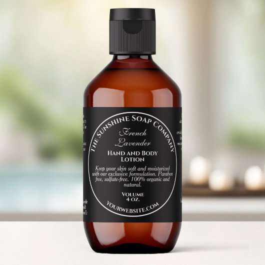 Vintage Style Black Cosmetics Bottle Label