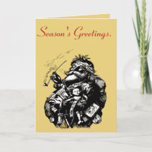 Vintage Style Black Ink Illustration Of Santa 