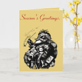 Vintage Style Black Ink Illustration Of Santa Kaart (Gele Bloem)