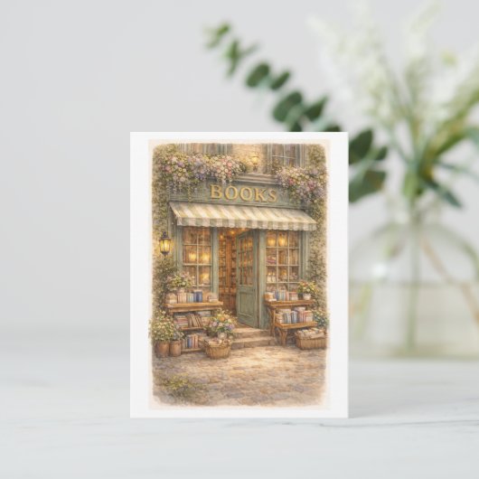 Vintage-Style Bookstore  Briefkaart (Staand voorkant)