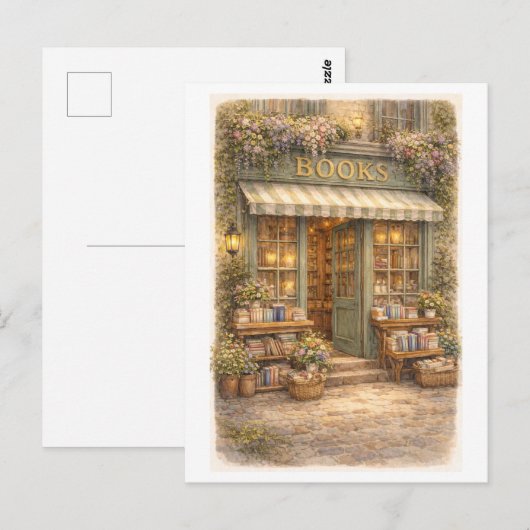 Vintage-Style Bookstore  Briefkaart (Voorkant / Achterkant)