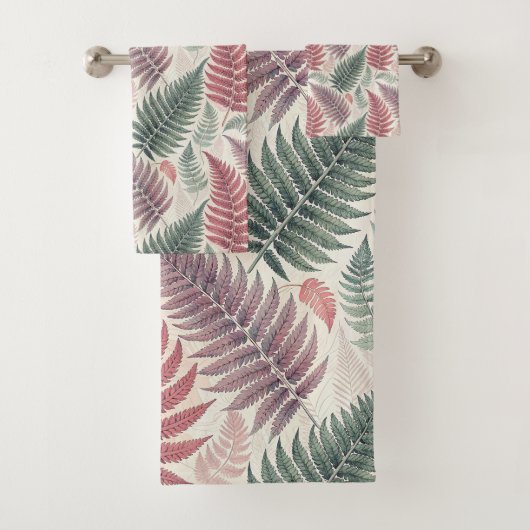 Vintage-style botanical fern leaves bad handdoek (Insitu)